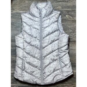 SO Puffer Vest XS‎ Gray White Padded Quilted Lightweight Packable Pockets Winter